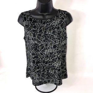 Hearts of Palm Women's Black Graphic Abstract Print Sleeveless Suit Shell Top M